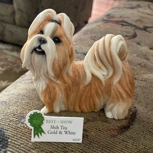 Best in Show Shih Tzu Gold & White Resin Dog Figure